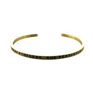 Mantraband Nevertheless, She Persisted Cuff Bangle Bracelet Gold Tone